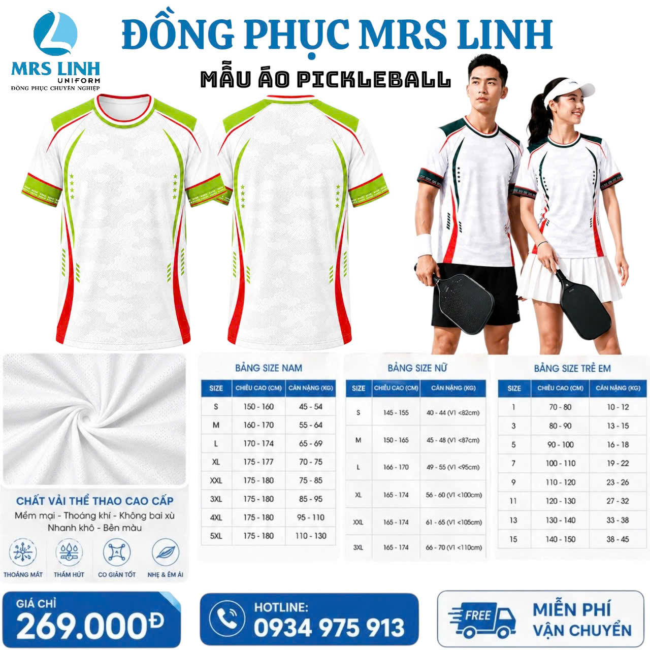 Bảng Báo Giá May In Áo Pickleball 2026 Giá Sỉ Toàn Quốc | Mrs Linh Uniform