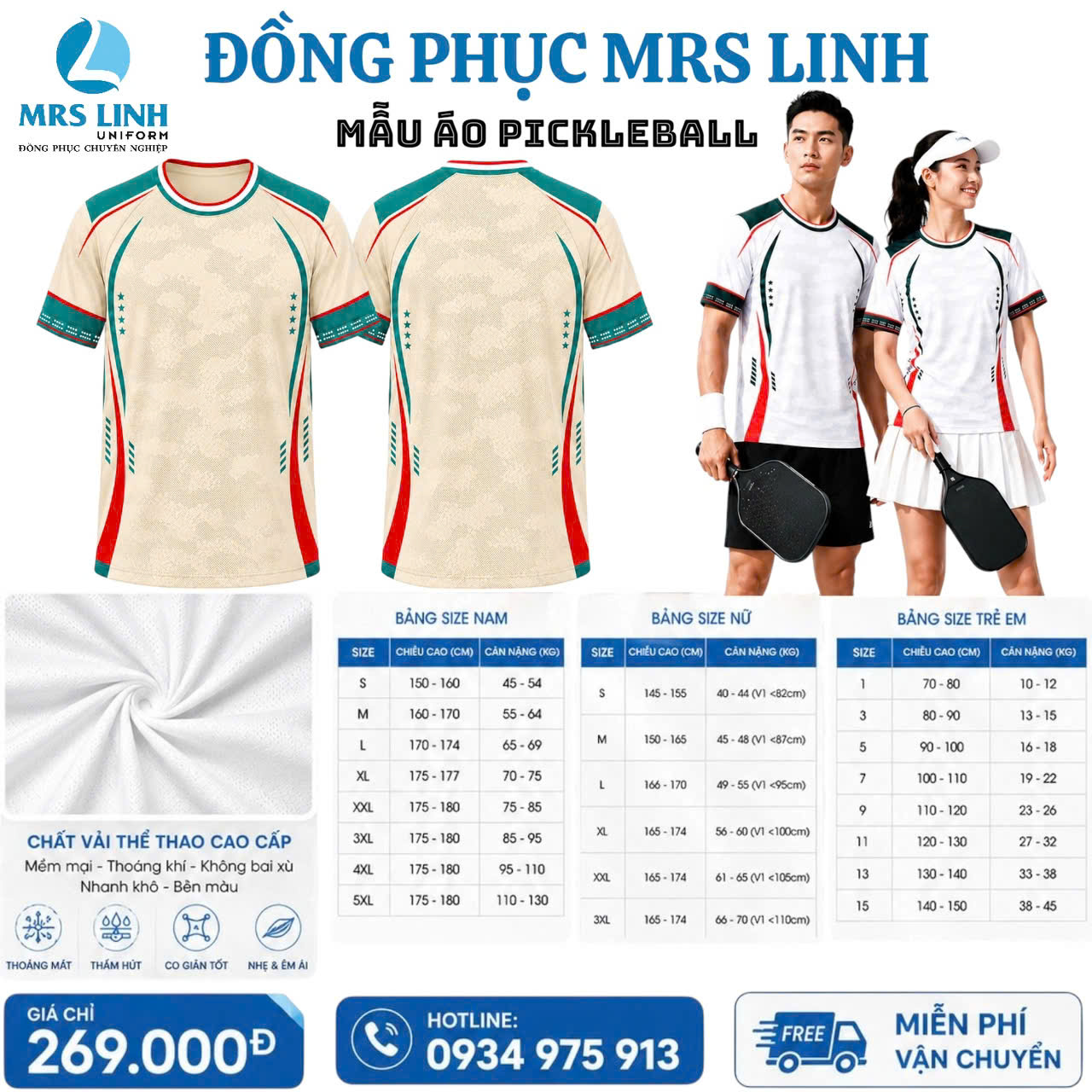 Bảng Báo Giá May In Áo Pickleball 2026 Giá Sỉ Toàn Quốc | Mrs Linh Uniform