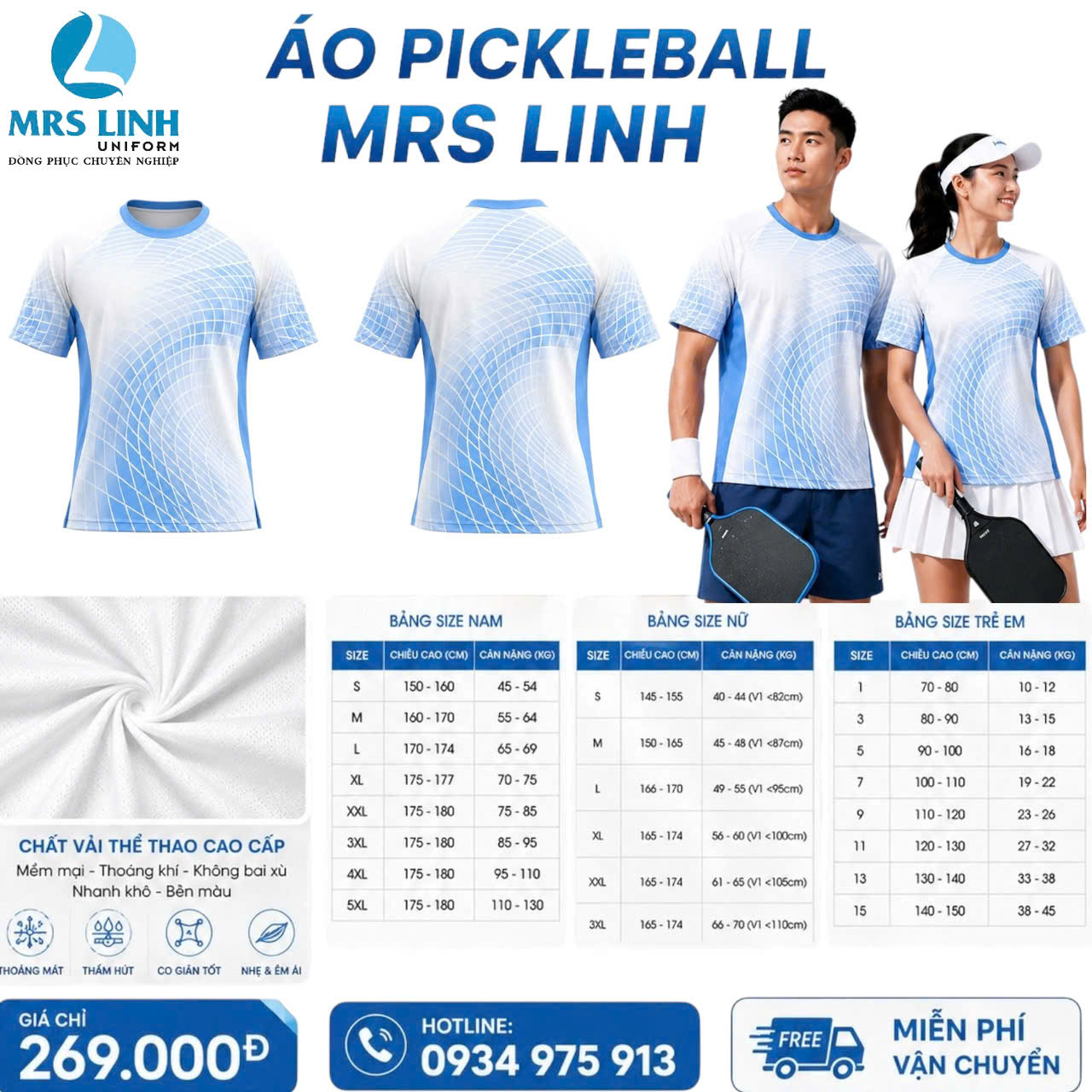 Bảng Báo Giá May In Áo Pickleball 2026 Giá Sỉ Toàn Quốc | Mrs Linh Uniform
