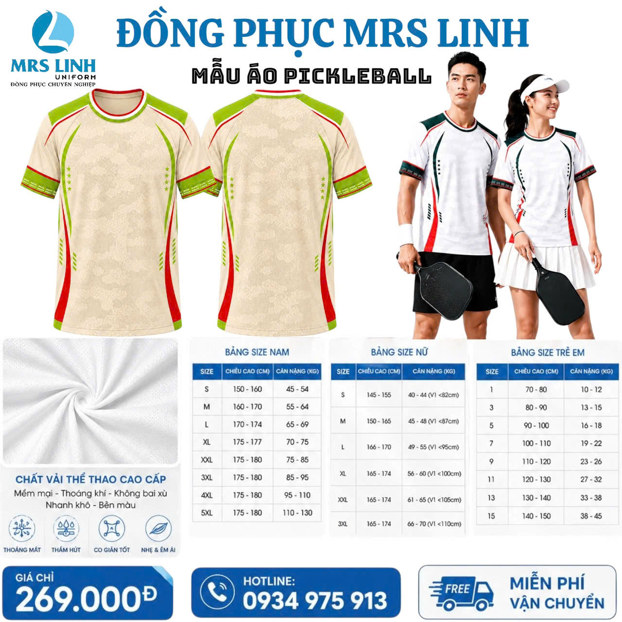 Bảng Báo Giá May In Áo Pickleball 2026 Giá Sỉ Toàn Quốc | Mrs Linh Uniform