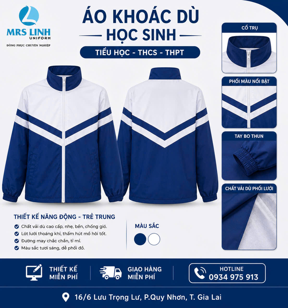 BẢNG GIÁ ÁO KHOÁC DÙ HỌC SINH 2026 – THIẾT KẾ TRẺ TRUNG, MAY ĐO THEO YÊU CẦU