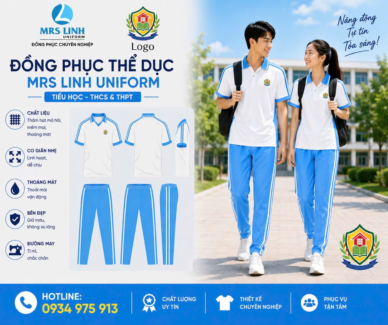 Báo Giá May Đồng Phục Thể Dục Học Sinh 2026 Toàn Quốc – Giá Sỉ Tận Xưởng | Mrs Linh Uniform