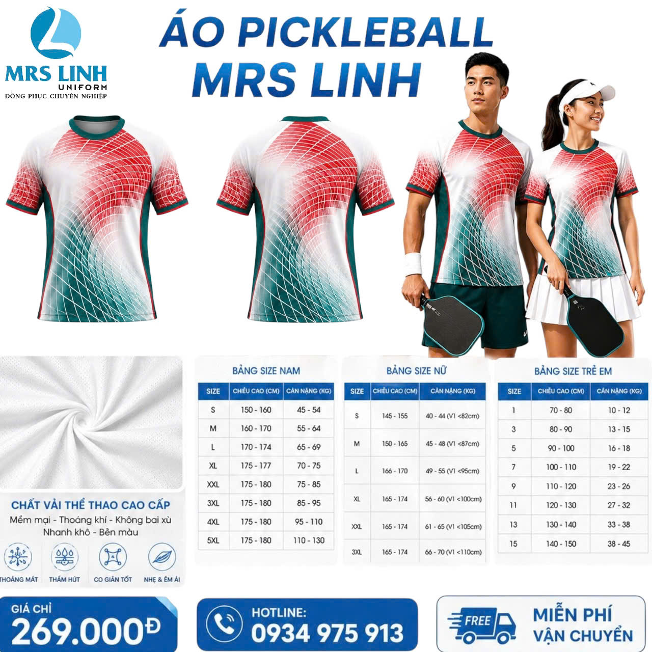 Bảng Báo Giá May In Áo Pickleball 2026 Giá Sỉ Toàn Quốc | Mrs Linh Uniform
