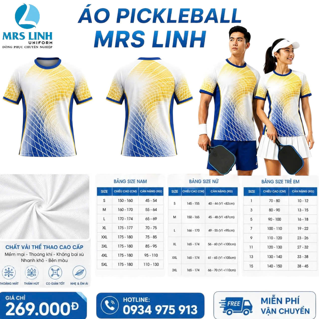 Bảng Báo Giá May In Áo Pickleball 2026 Giá Sỉ Toàn Quốc | Mrs Linh Uniform