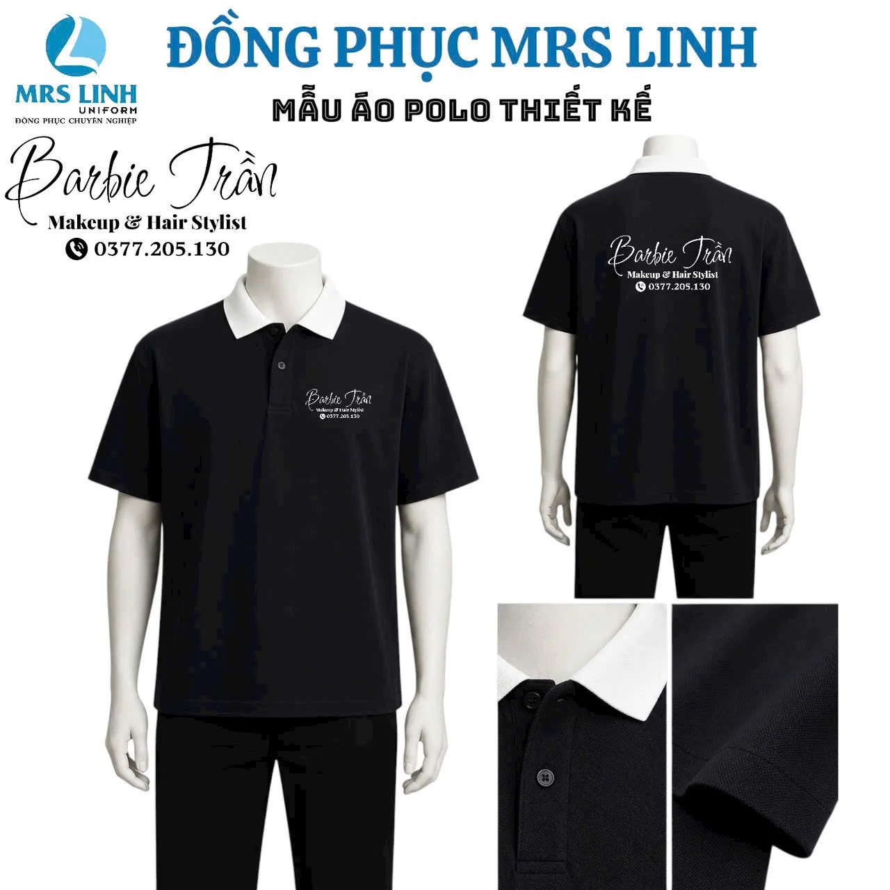 Áo Thun Polo 2026| Đồng Phục Barbei Trần Makeup & Hair Stylist | Mrs Linh Uniform