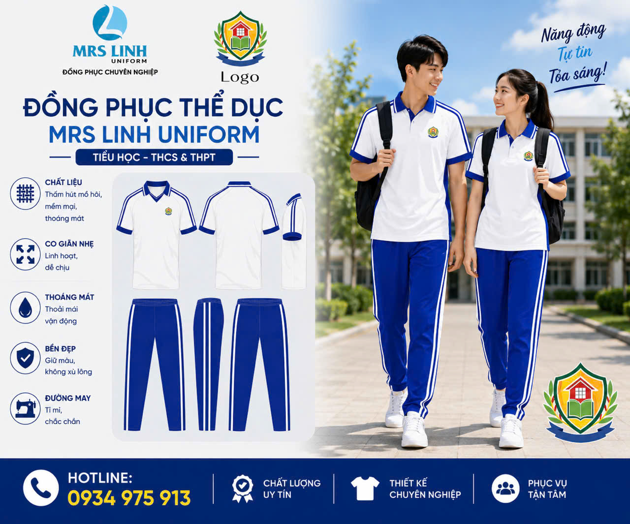 Báo Giá May Đồng Phục Thể Dục Học Sinh 2026 Toàn Quốc – Giá Sỉ Tận Xưởng | Mrs Linh Uniform