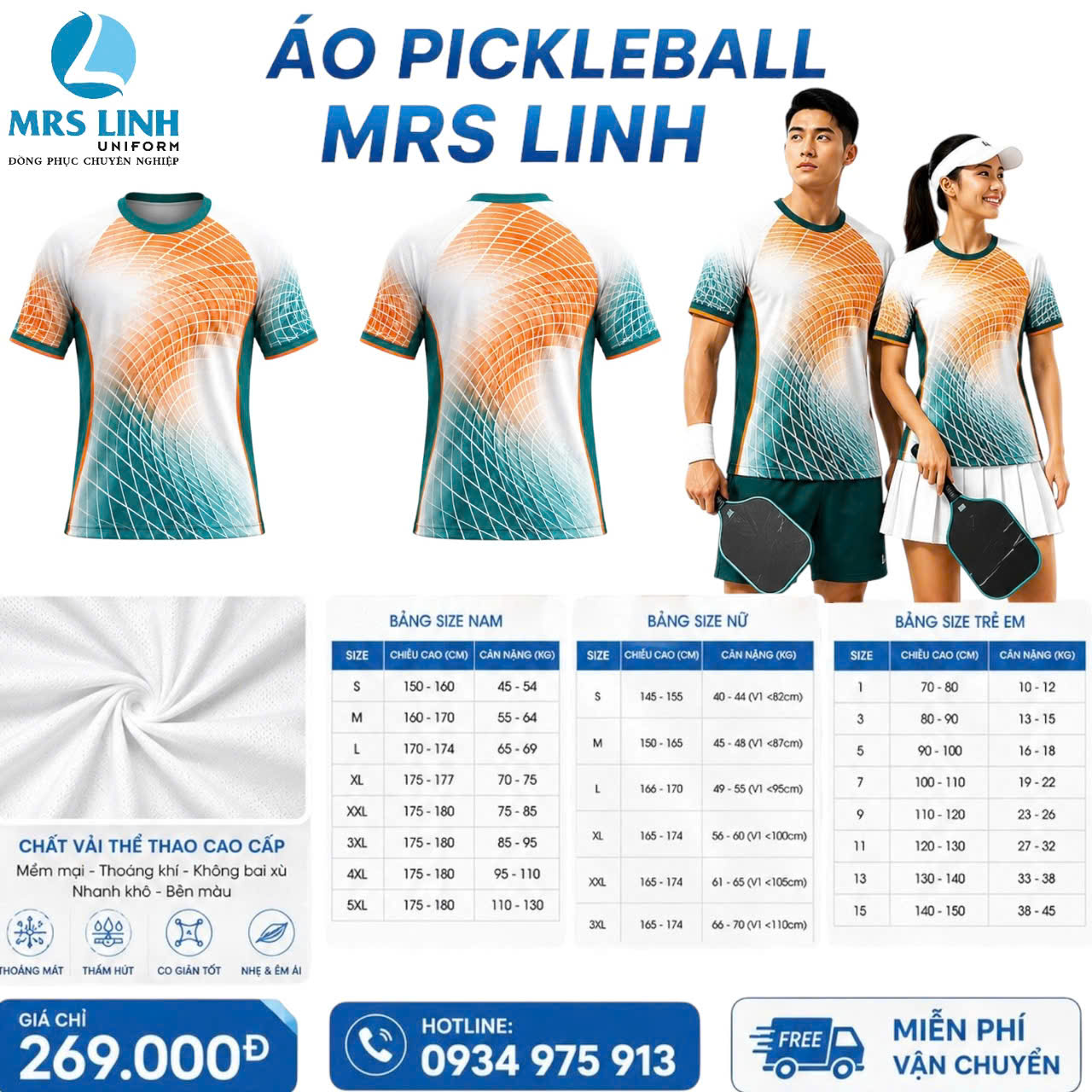 Bảng Báo Giá May In Áo Pickleball 2026 Giá Sỉ Toàn Quốc | Mrs Linh Uniform