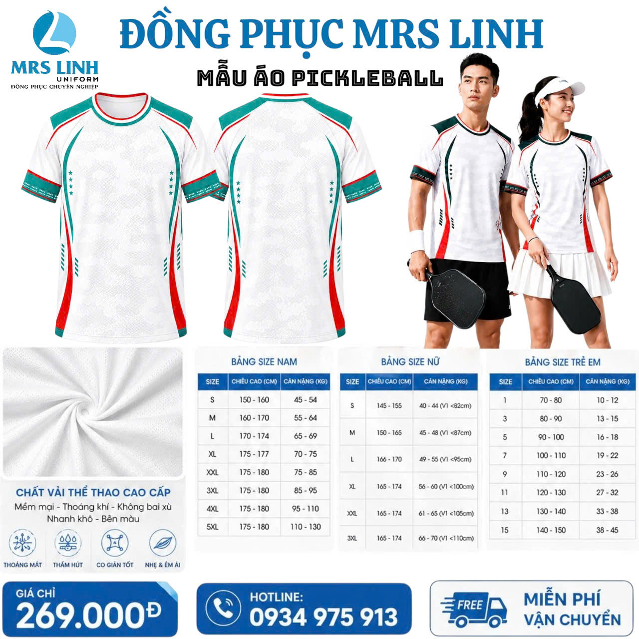 Bảng Báo Giá May In Áo Pickleball 2026 Giá Sỉ Toàn Quốc | Mrs Linh Uniform
