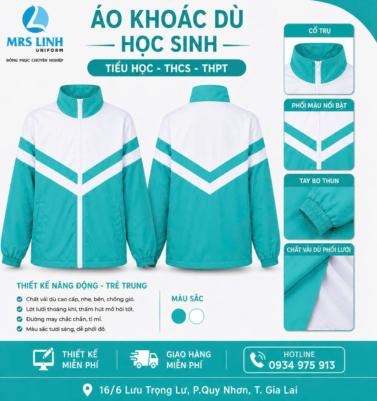 BẢNG GIÁ ÁO KHOÁC DÙ HỌC SINH 2026 – THIẾT KẾ TRẺ TRUNG, MAY ĐO THEO YÊU CẦU