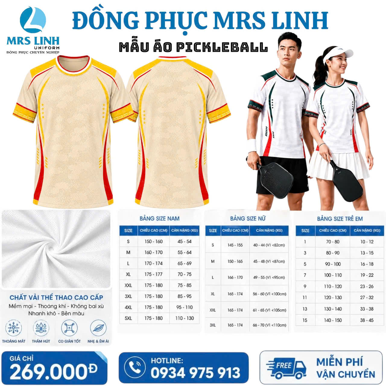 Bảng Báo Giá May In Áo Pickleball 2026 Giá Sỉ Toàn Quốc | Mrs Linh Uniform