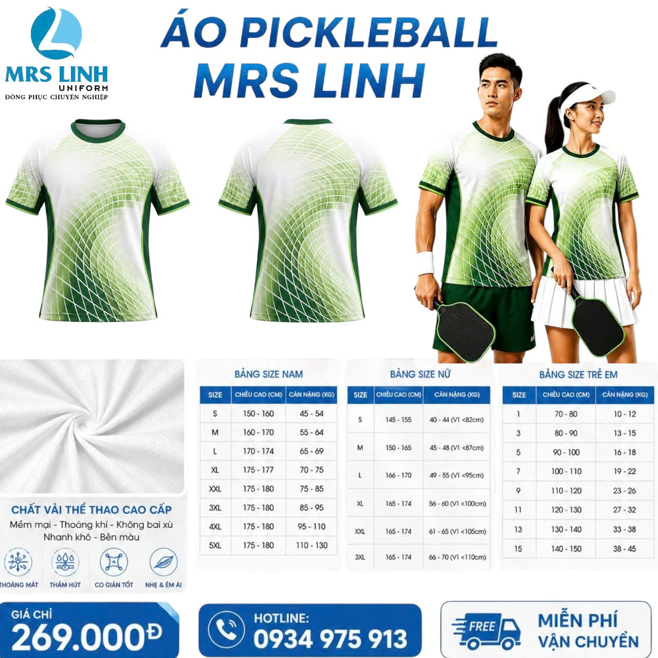 Bảng Báo Giá May In Áo Pickleball 2026 Giá Sỉ Toàn Quốc | Mrs Linh Uniform