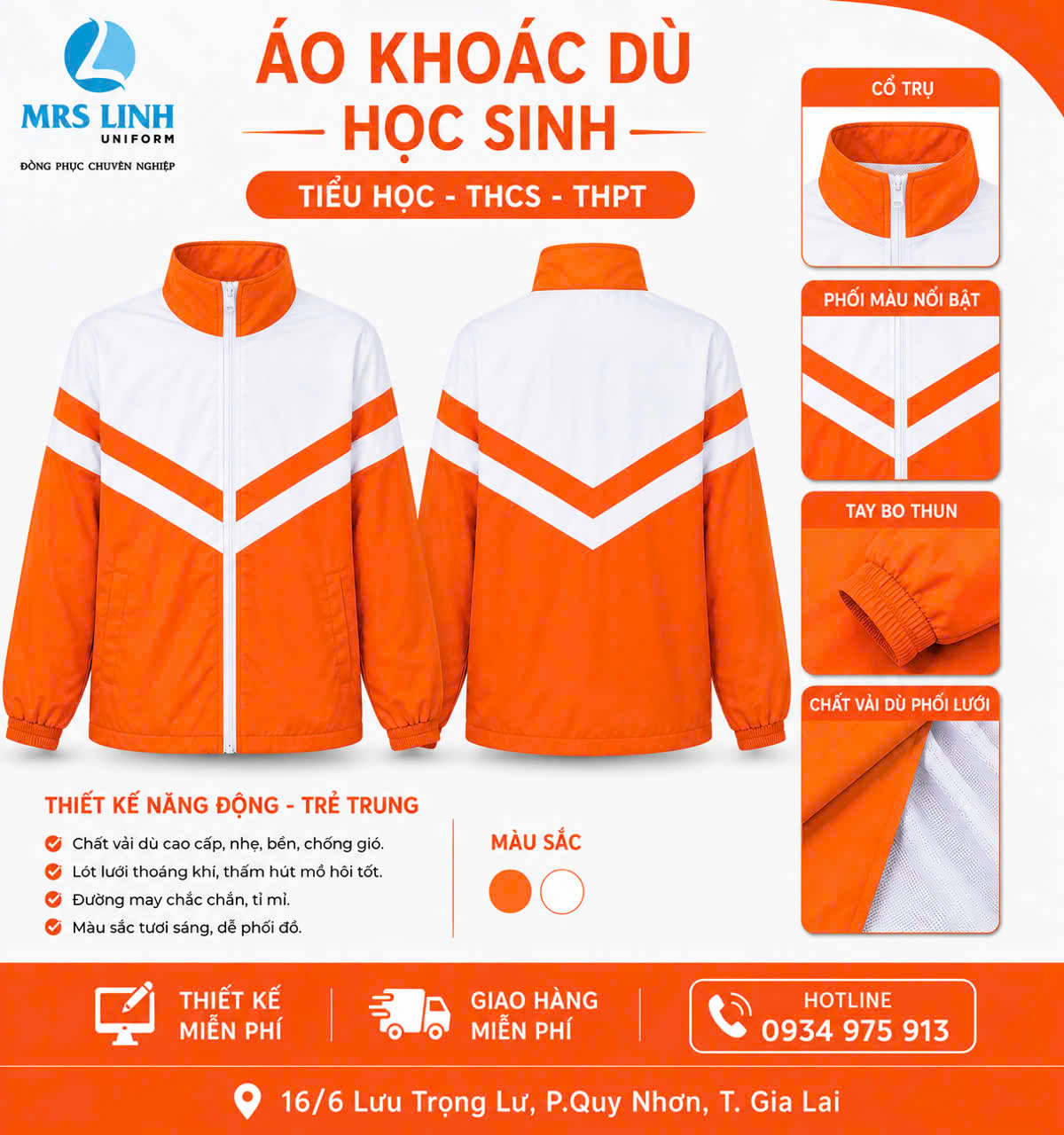 BẢNG GIÁ ÁO KHOÁC DÙ HỌC SINH 2026 – THIẾT KẾ TRẺ TRUNG, MAY ĐO THEO YÊU CẦU