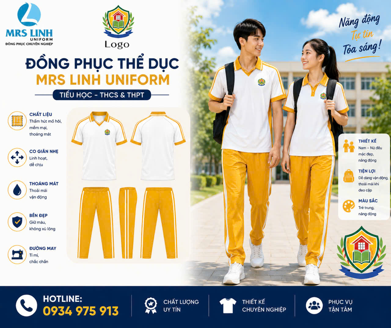 Báo Giá May Đồng Phục Thể Dục Học Sinh 2026 Toàn Quốc – Giá Sỉ Tận Xưởng | Mrs Linh Uniform