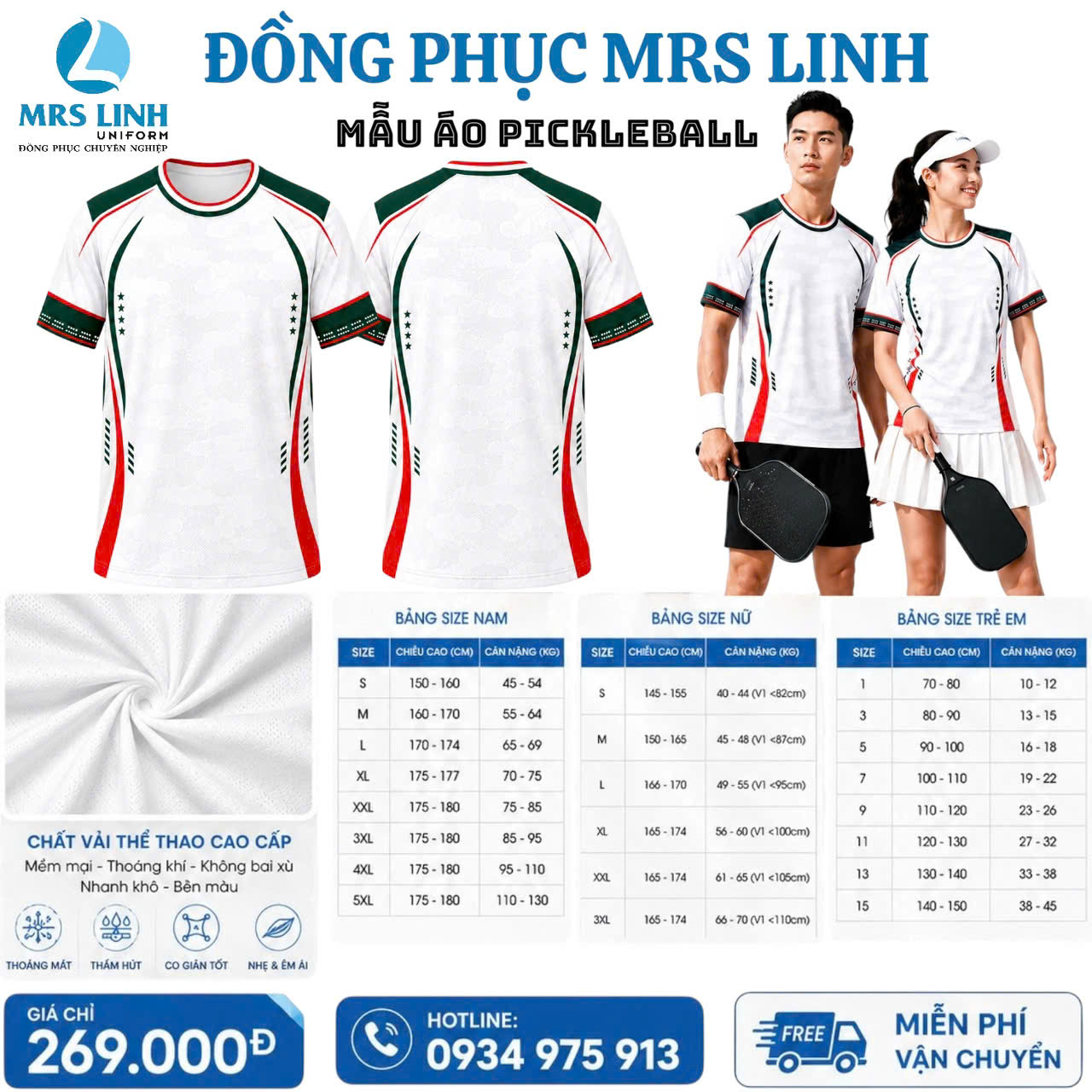 Bảng Báo Giá May In Áo Pickleball 2026 Giá Sỉ Toàn Quốc | Mrs Linh Uniform