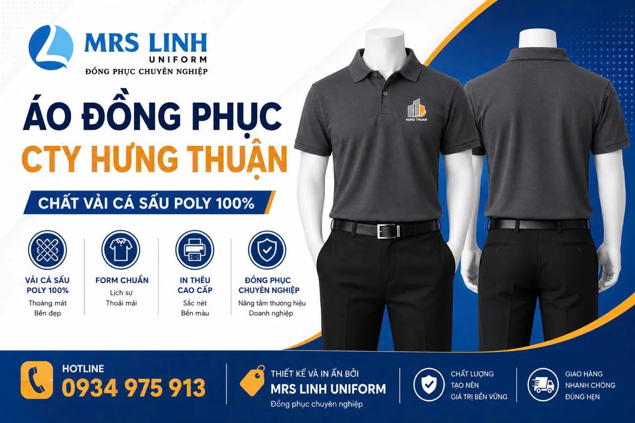 Áo Thun Polo 2026| Đồng Phục Công Ty Xây Dựng Hưng Thuận – Chuyên Nghiệp, Sang Trọng Và Bền Đẹp