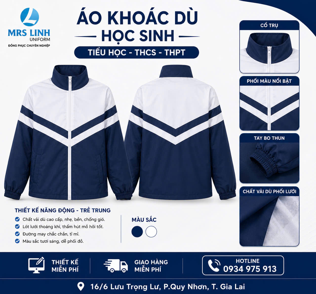 BẢNG GIÁ ÁO KHOÁC DÙ HỌC SINH 2026 – THIẾT KẾ TRẺ TRUNG, MAY ĐO THEO YÊU CẦU