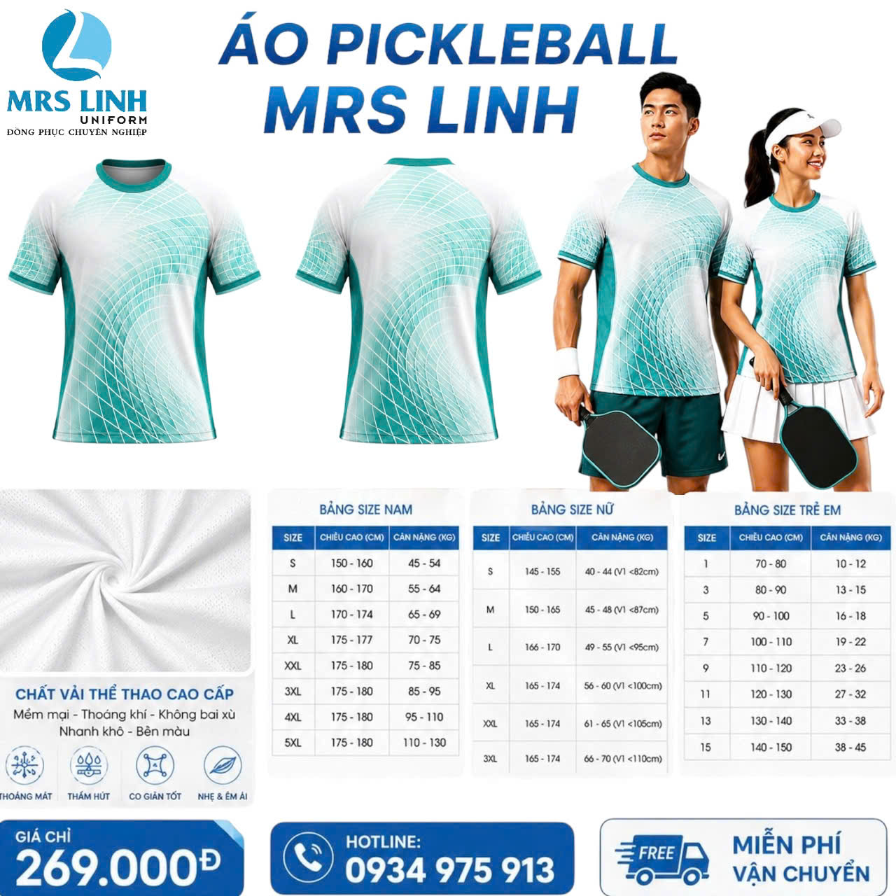 Bảng Báo Giá May In Áo Pickleball 2026 Giá Sỉ Toàn Quốc | Mrs Linh Uniform